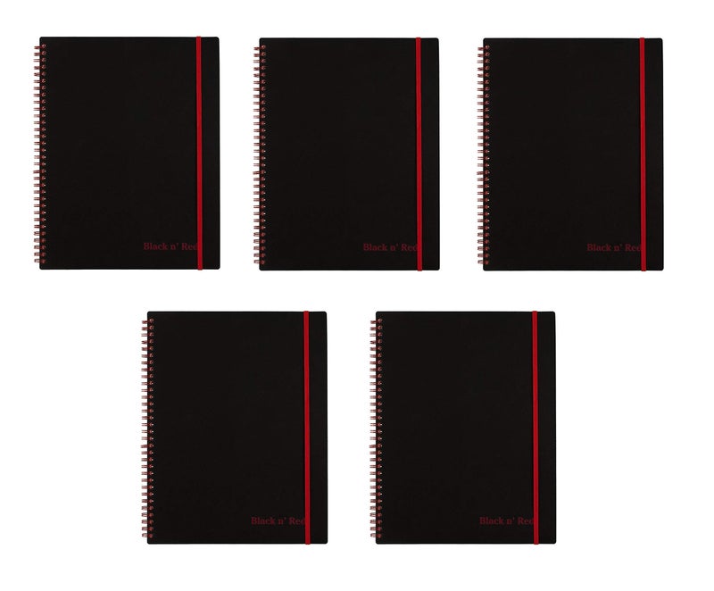 Black n' Red Twin Wire Poly Cover Notebook, 11" x 8-1/2", Black/Red, 70 Ruled Sheets. Sold as 5 Pack (K66652) - Image 1